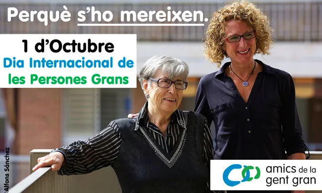 El dia 1 d'octubre es realitzaran diferents actes per commemorar el Dia Internacional de la Gent Gran. (Font: Amics de la Gent Gran)