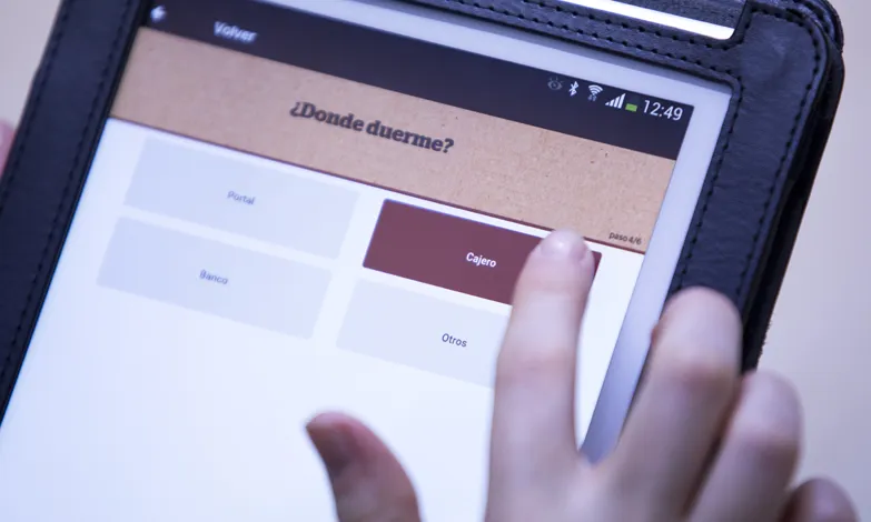 Imatge de l'app que la Fundació posa en mans de la ciutadania per tal de localitzar entre tots les persones que dormen al carrer. Foto: Arrels Fundació.