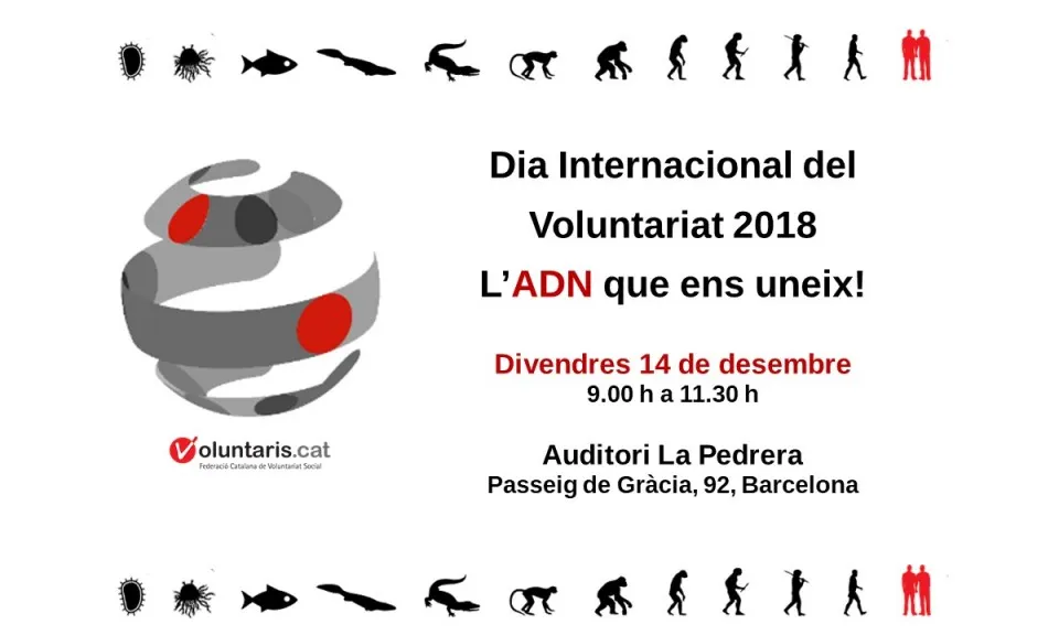 Cartell del Dia Internacional del Voluntariat a Barcelona.