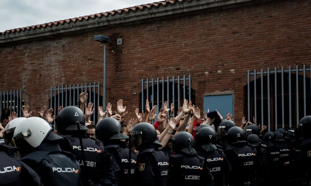 Un grup d'agents de la Policia Nacional en una manifestació