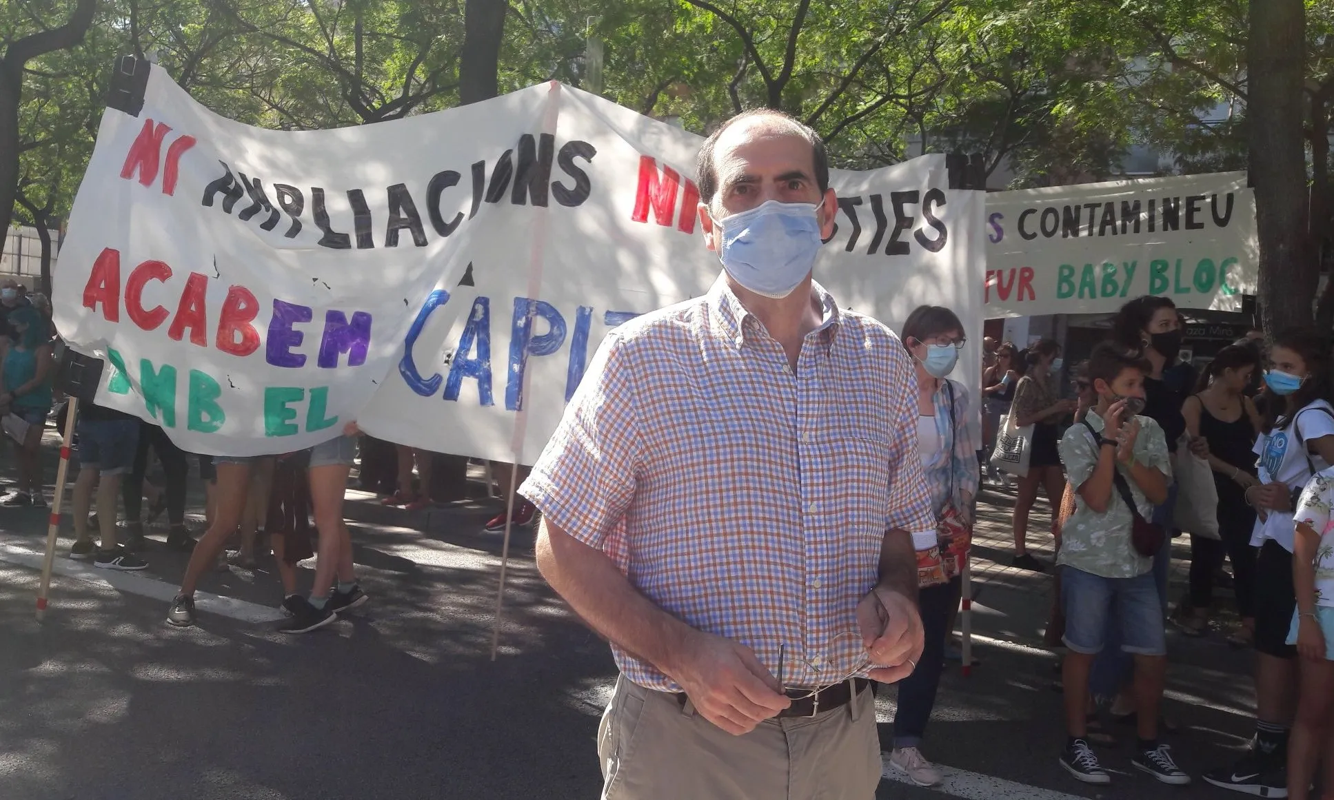 Jordi Giró a la manifestació contra l'ampliació de l'areoport del Prat.
