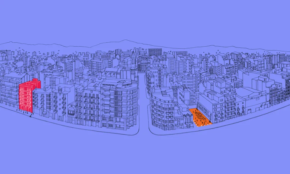 Gràfica de la campanya 'Guanyem terreny a l’especulació, recuperem sòl privat amb la via cooperativa al dret a l’habitatge'.