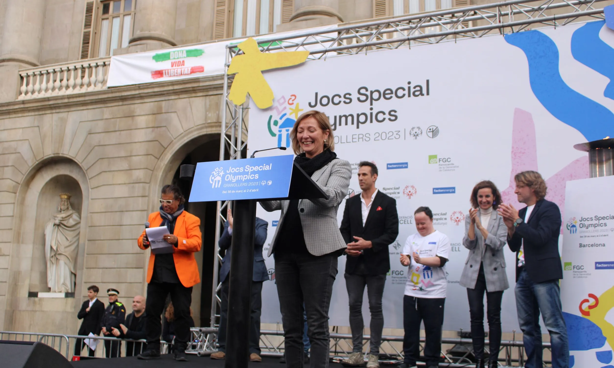 Marina Gómez, presidenta d'ACELL i de la Federació Catalana d'Esports per a Persones amb Discapacitat Intel·lectual, en un acte dels Jocs Special Olympics.