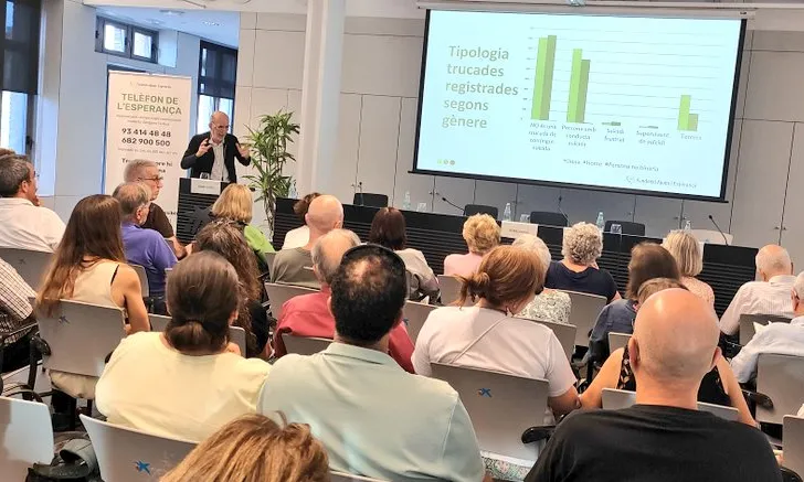 Un moment de la presentació dels resultats del Telèfon de l'Esperança de l'any 2022.