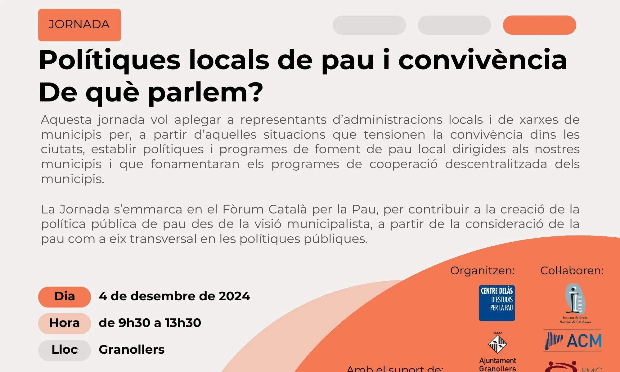 Jornada 'Polítiques locals de pau i convivència. De què parlem?'