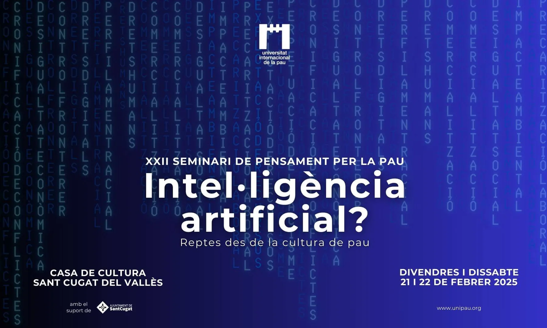 Cartell del Seminari d'Hivern 2025 de la Unipau sobre Intel·ligència Artificial.