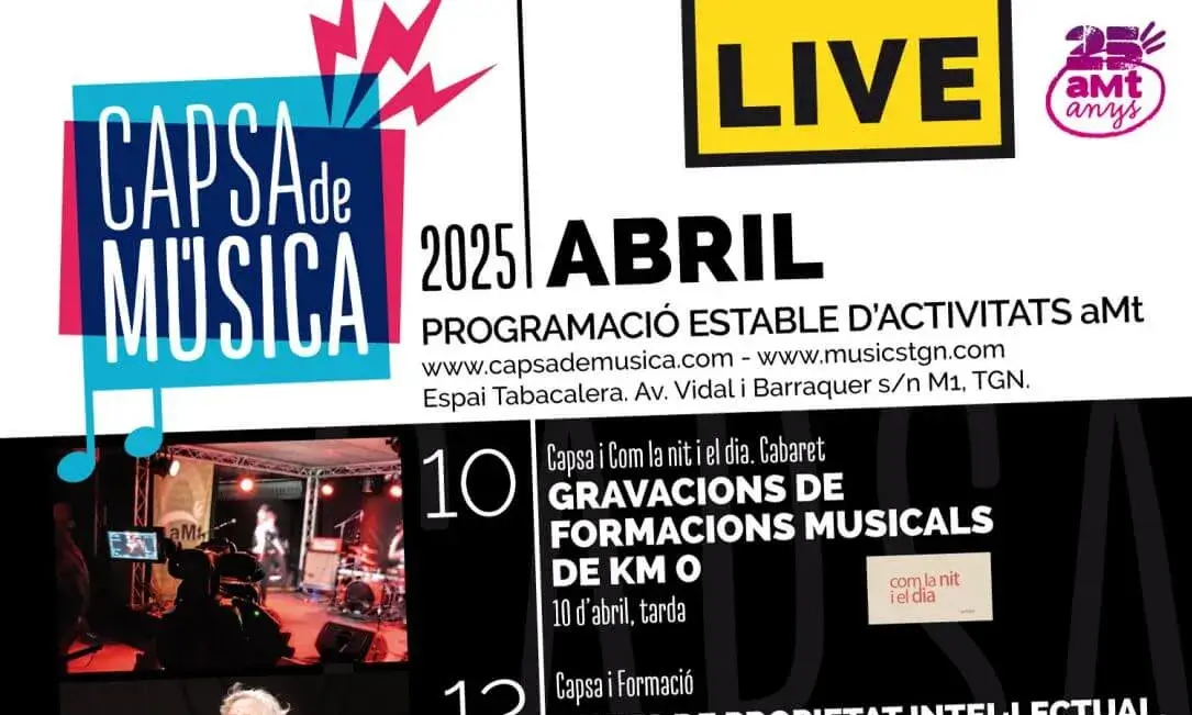 Cartell de la programació d’abril a la Capsa de Música