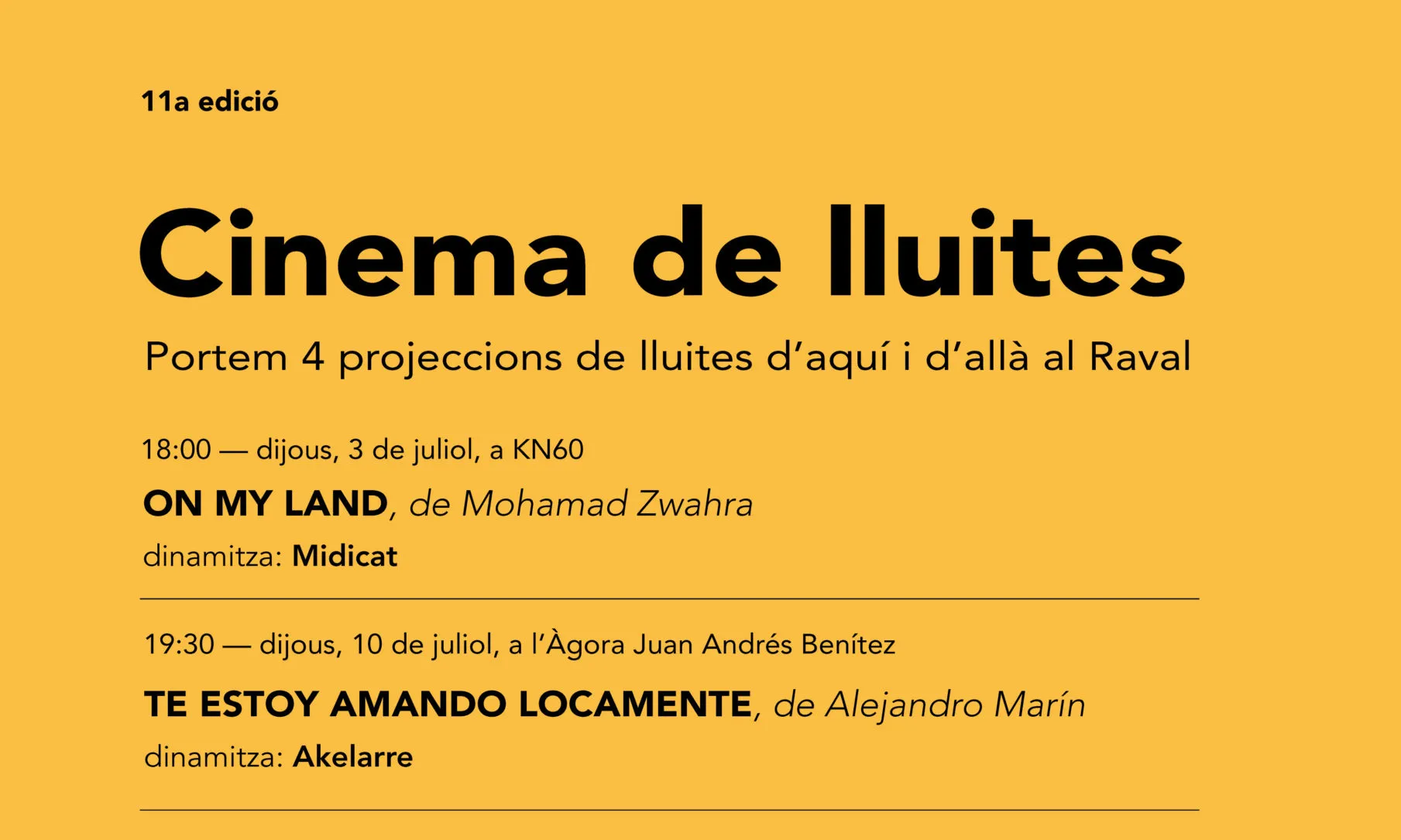 Cartell oficial del 'Cicle de cinema de lluites al Raval 2025'.