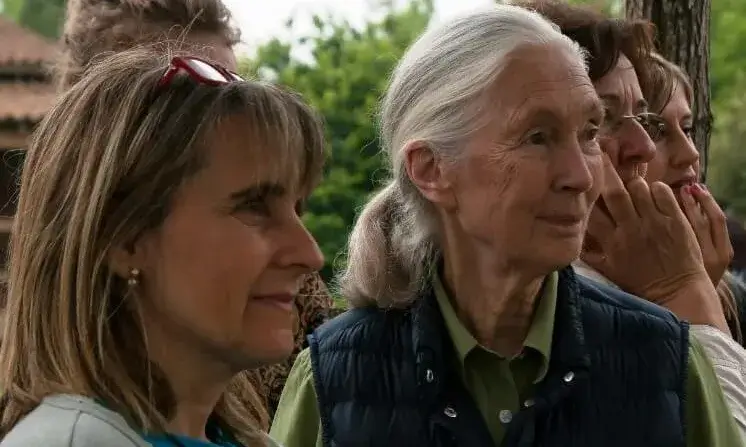 La Jane Goodall amb l'Olga Feliu, directora de la Fundació Mona.
