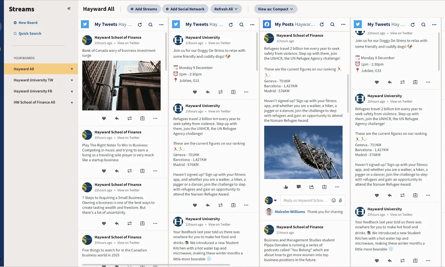 Visualització de la interfície de Hootsuite.
