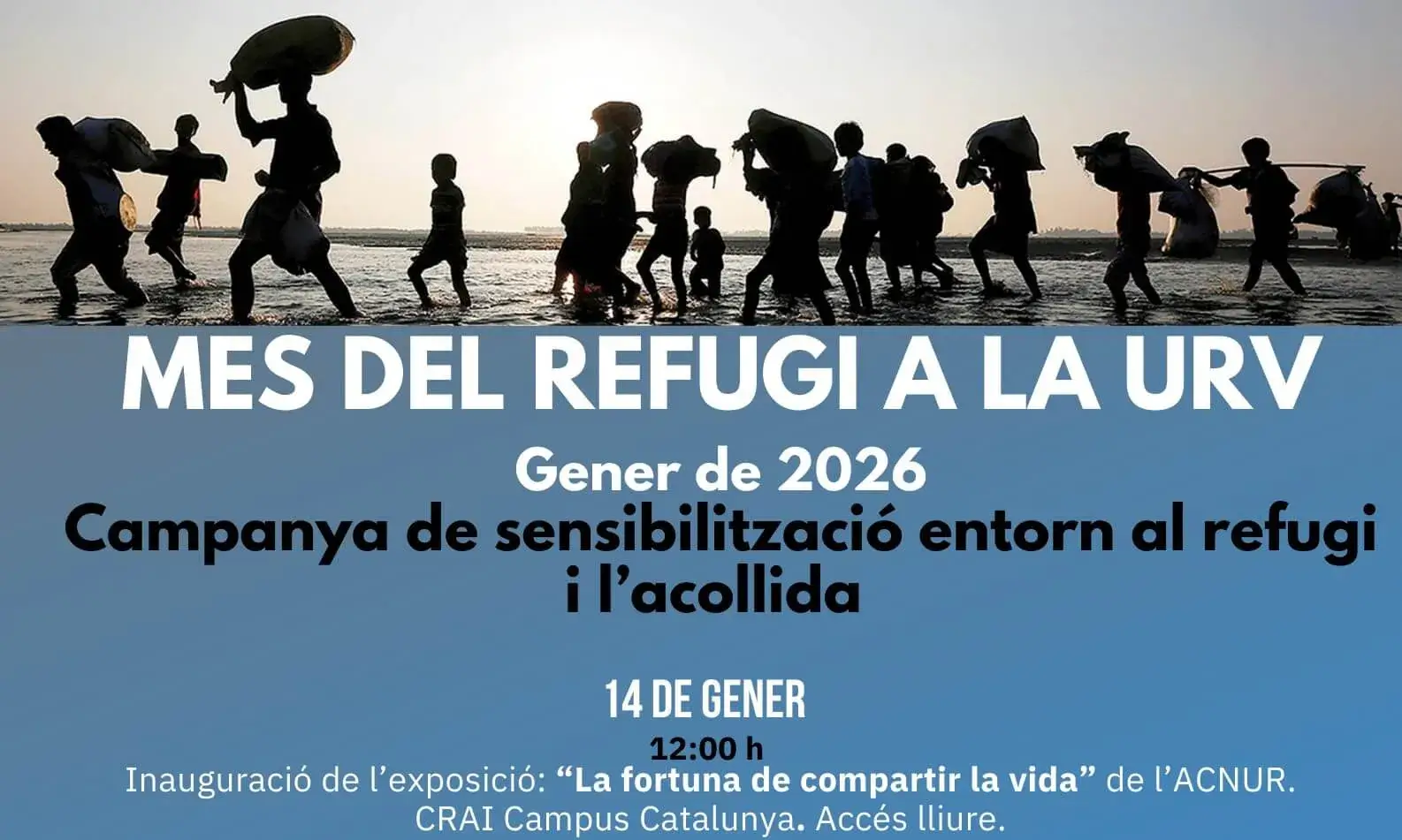 Cartell oficial del cicle de xerrades 'Mes del refugi', on s'emmarca la sessió 'Parlem de refugi i acollida'.