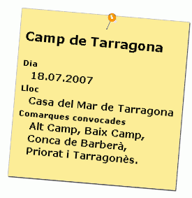 Recordatori de la reunió territorial del Camp de  Tarragona