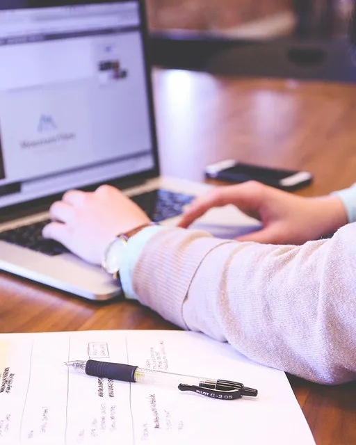 Estudiant amb un ordinador portàtil i apunts