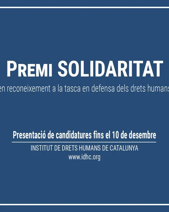 Premi Solidaritat 2021 del IDHC