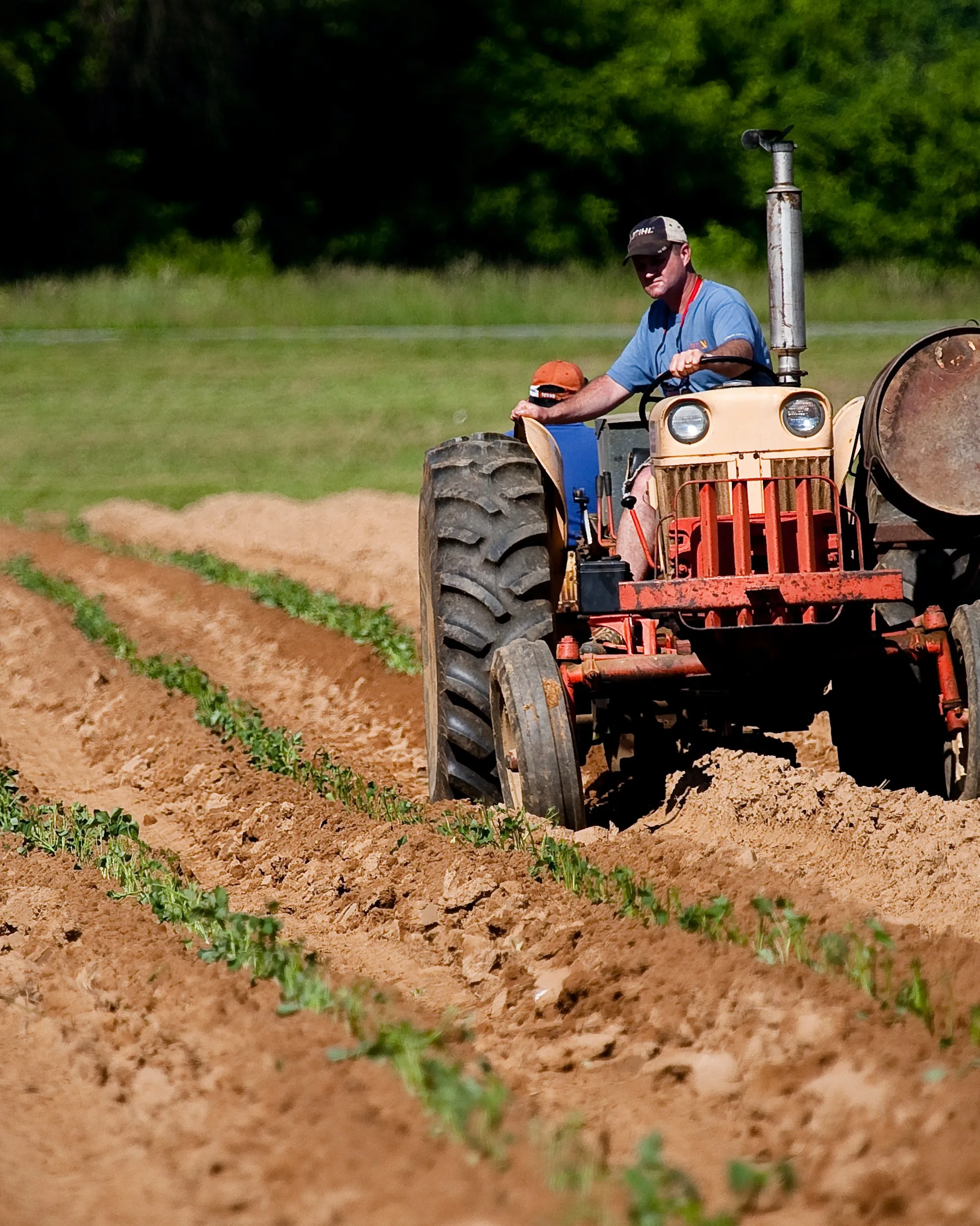 Persona llaurant un camp amb un tractor. Font: Pexels - Mark Stebnicki