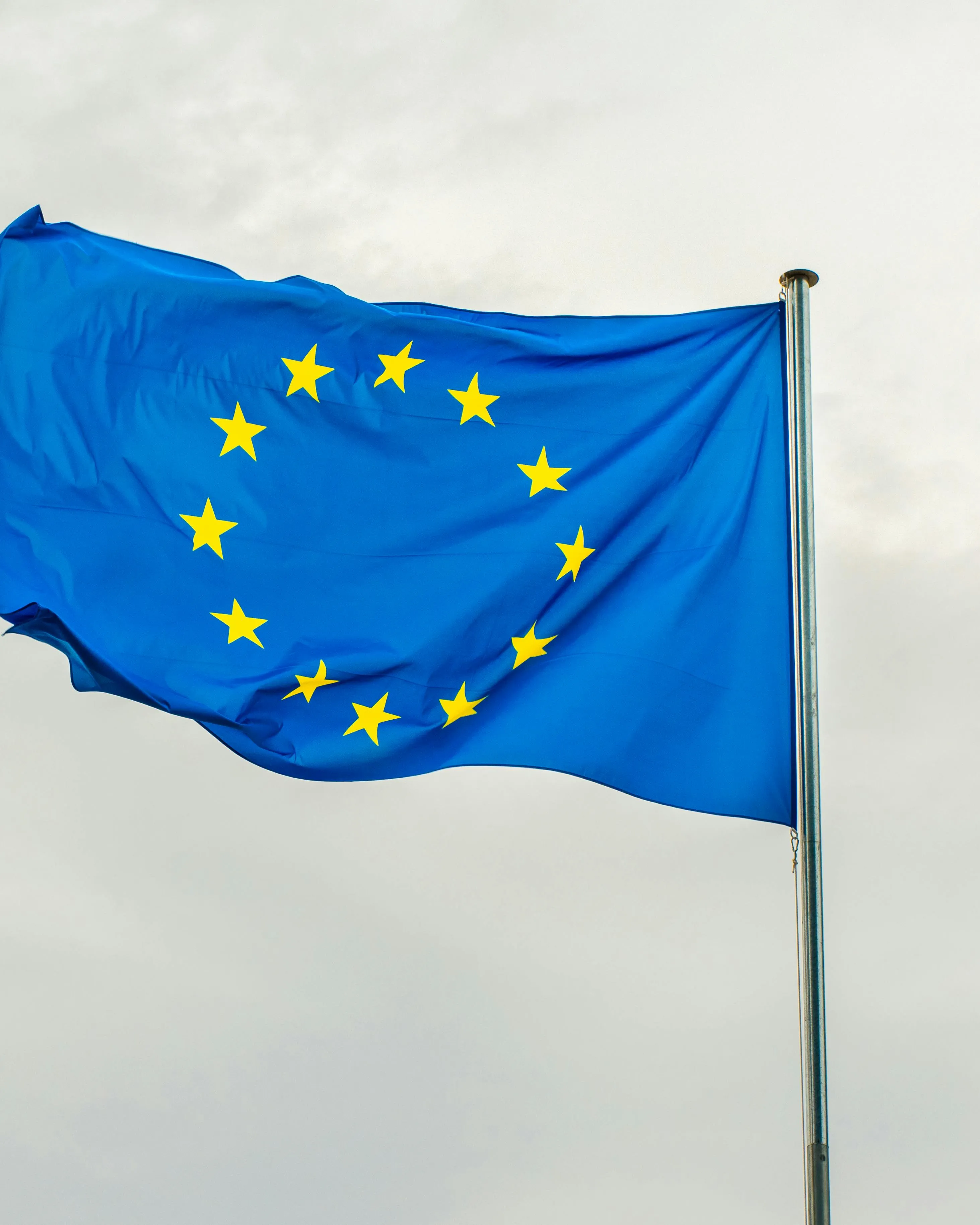 Bandera de la Unió Europea ondejant al vent. Font: Pexels - Dušan Cvetanović