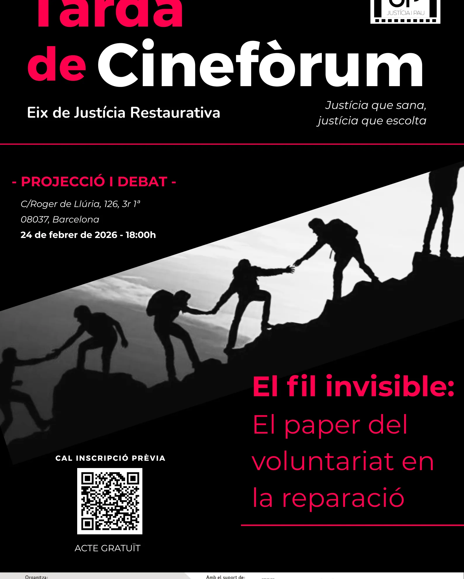 Cartell de la Tarda de Cinefòrum organitzat per l'Eix de Justícia Restaurativa