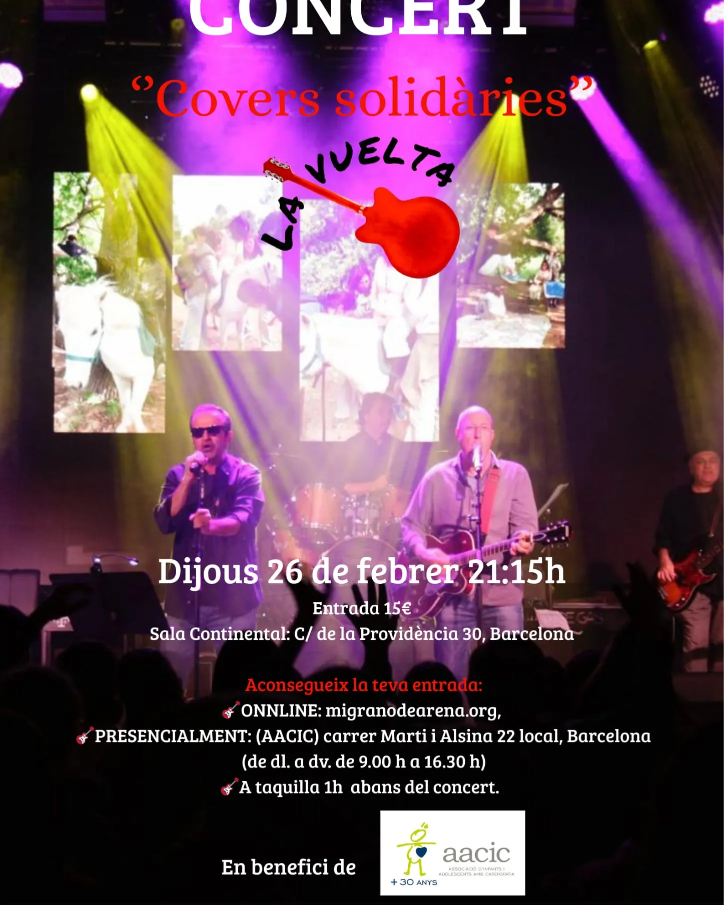 Cartell Concert solidari La Vuelta a la sala Continental (BCN)