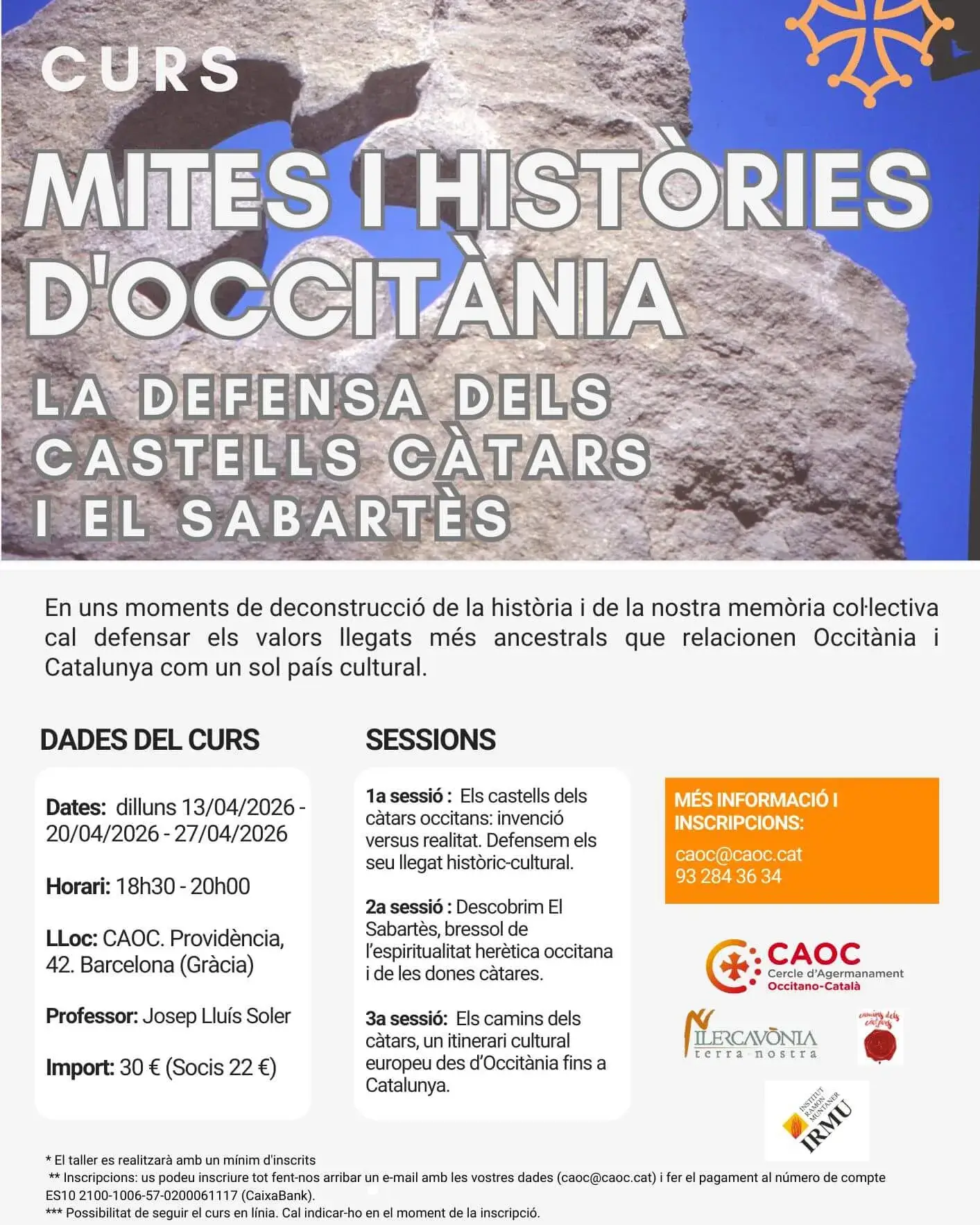 Cartell oficial del taller 'Mites i històries d'Occitània'.