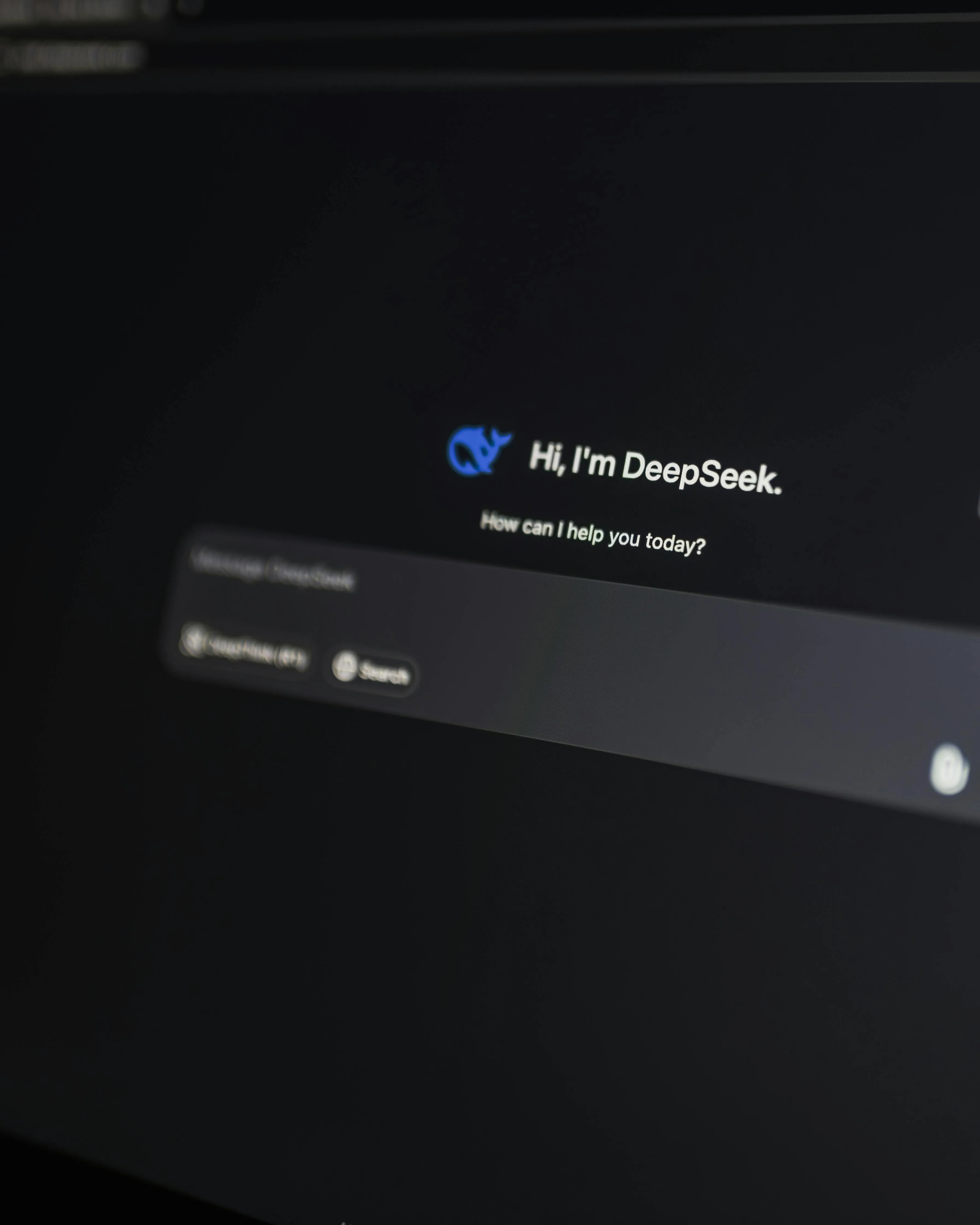Pàgina del cercador d'IA 'DeepSeek'