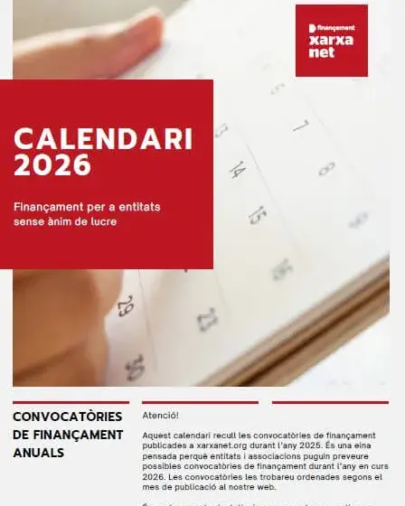 Calendari de convocatòries de finançament anuals 2026
