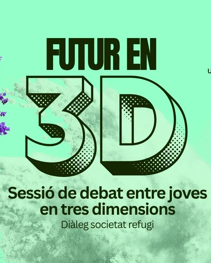 Cartell oficial de la jornada 'Futur en 3D: una trobada entre joves per pensar una agenda política de futur'.