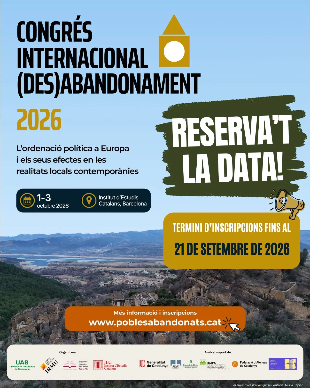 Cartell del congrés, amb especificacions d'hora i dia.