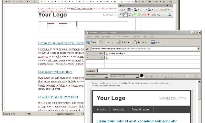 Un dels passos en l'enviament del butlletí electrònic