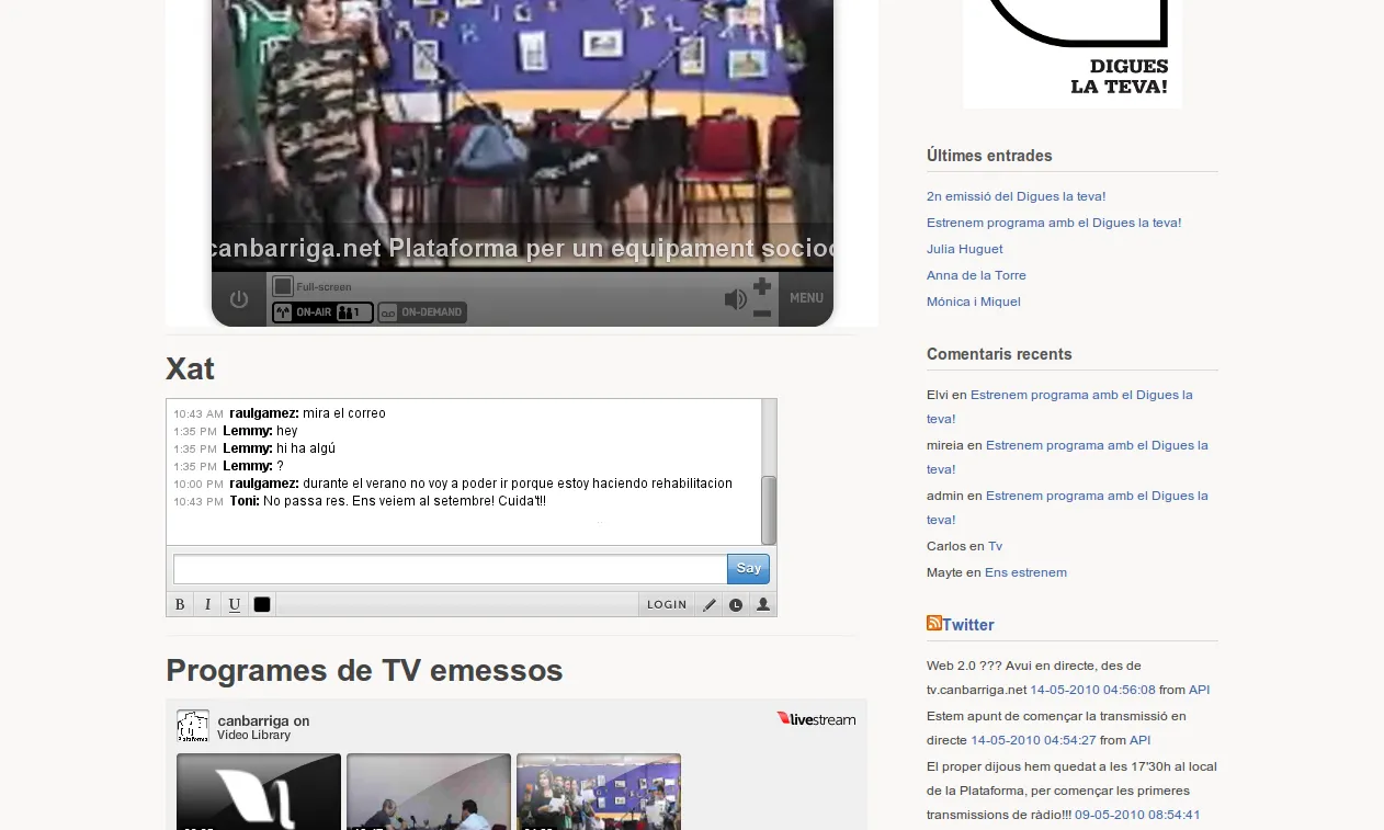 Web tv.canbarriga.net - audiovisuals i treball amb joves