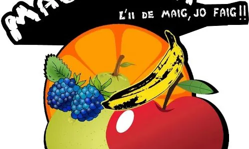 El logotip de la trobada Macedònia, amb el lema "L'11 de maig, jo faig!".