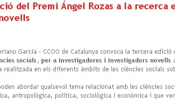 3a edició del Premi Ángel Rozas a la recerca en ciències socials, per a investigadors novells 3a edició del Premi Ángel Rozas a la recerca en ciències socials, per a investig