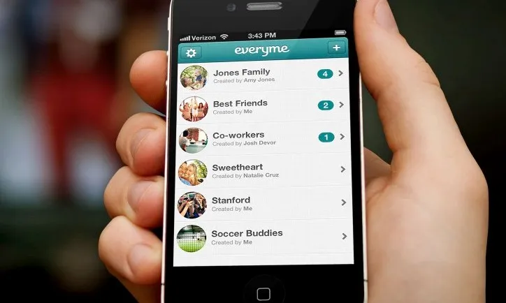 El funcionament de Everyme es basa en cercles d'amistats o d'usuaris. 