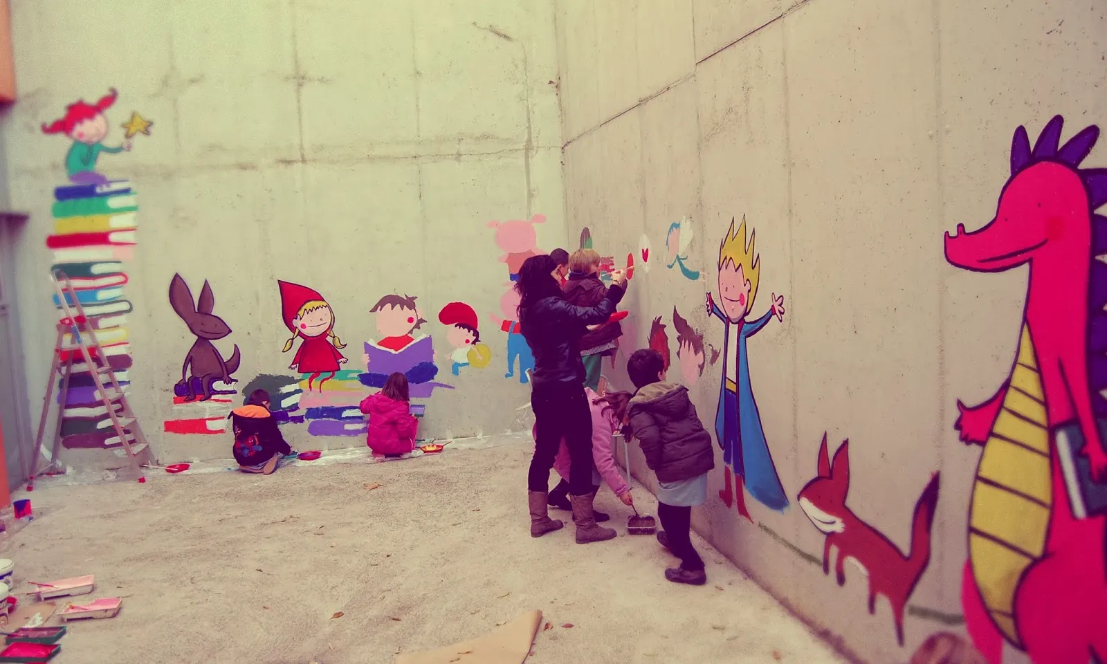 Mural a l'Escola Ponent de Terrassa. Foto de Joan Turu (joanturu.blogspot.com)
