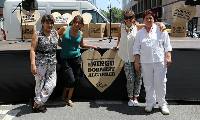 Acte de la campanya "Ningú dormint al carrer", d'Arrels Fundació 