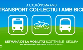 Cartell per promoure el transport col·lectiu i la bicicleta de la UAB