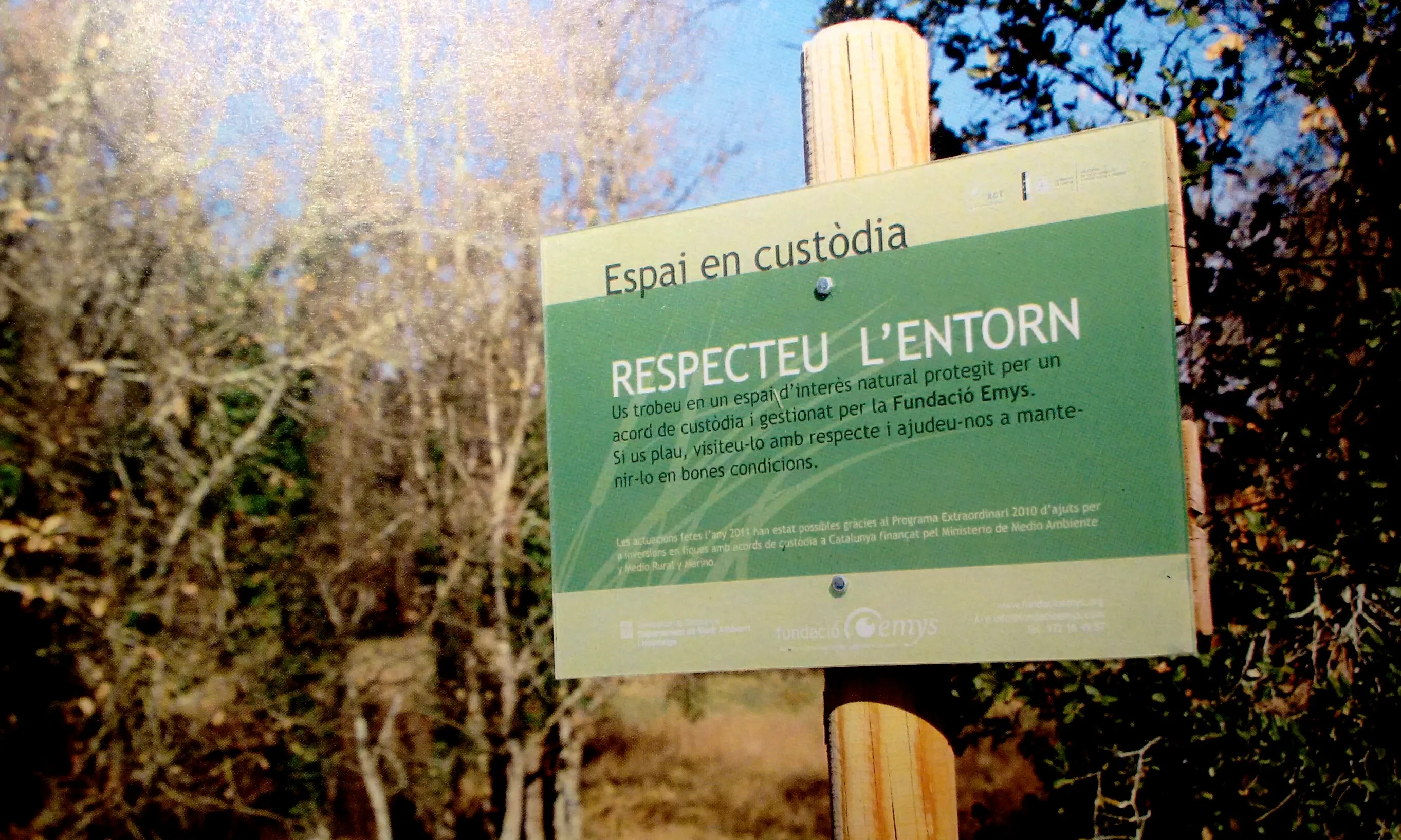 Cartell indicatiu de espai en custòdia.(Imatge: Xarxa Custòdia del Territori)