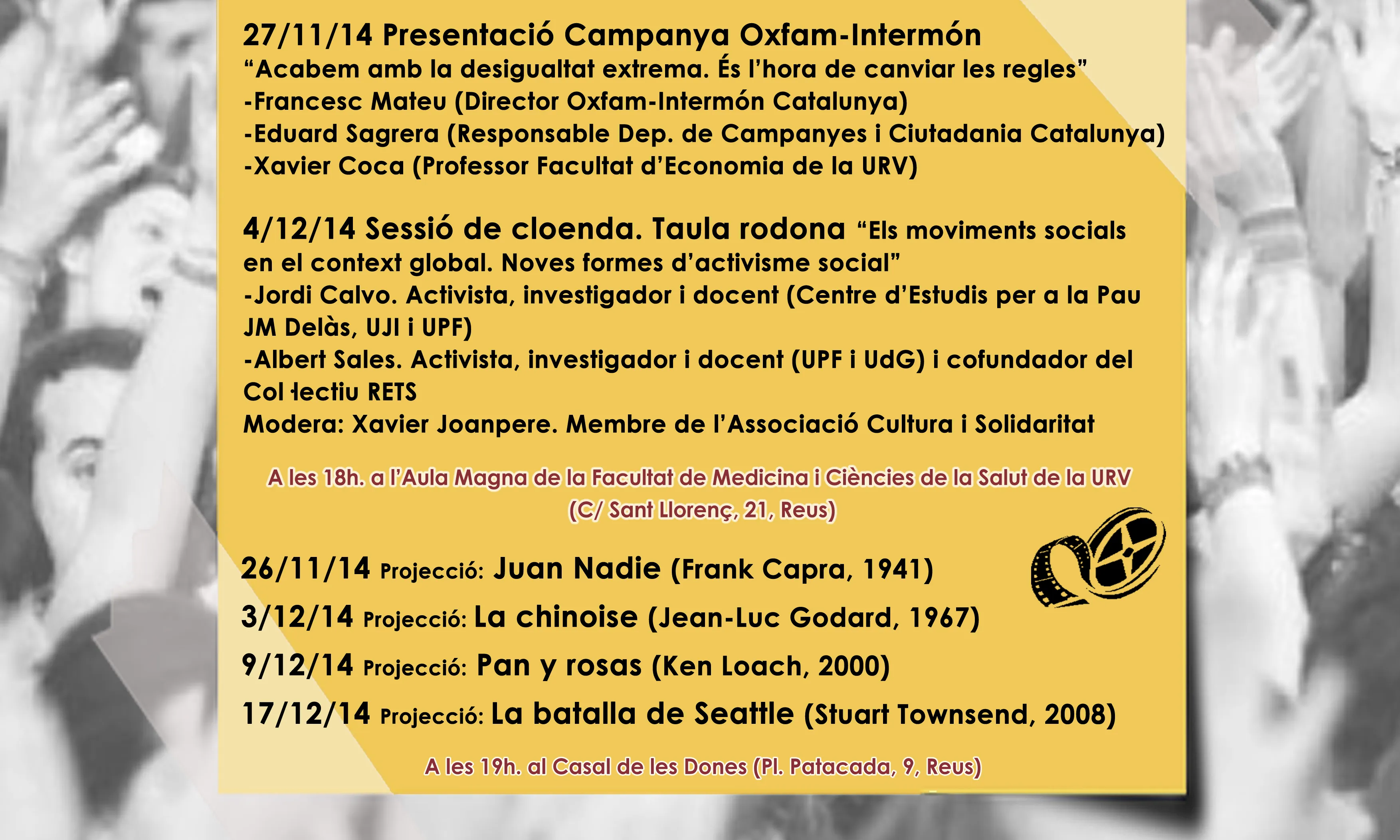 Cartell d'enguany de "Els Dijous Cooperactius", de la URV Solidària