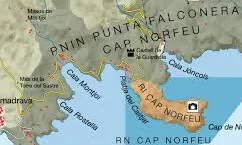 Mapa de la Cala Montjoi al Parc Natural del Cap de Creus (imatge; depana.org)