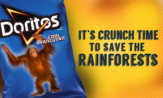 Imatge de la campanya sobre la implicació de Doritos i PepsiCo en la deforestació