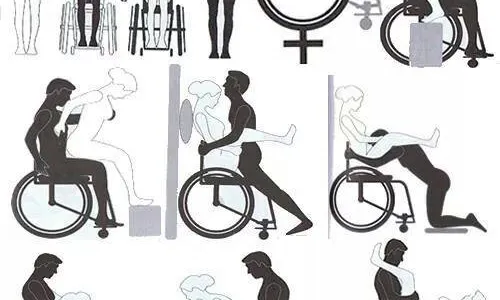 Infografia de postures sexuals on hi participa una persona en cadira de rodes