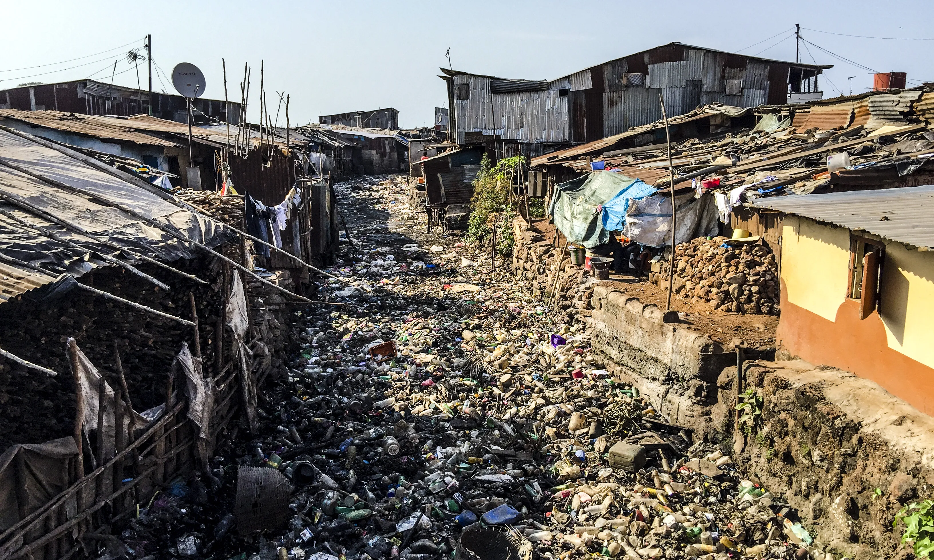 Un dels barris de Freetown, afectat per l'Ebola