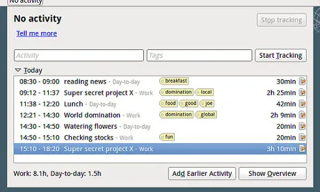 Project Hamster permet recollir tota la feina que realitzeu i classificar-la per etiquetes