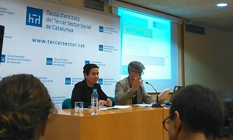 Toni Codina i Àngels Guiteras durant la presentació del Baròmetre del Tercer Sector Social - Font: ABD ONG