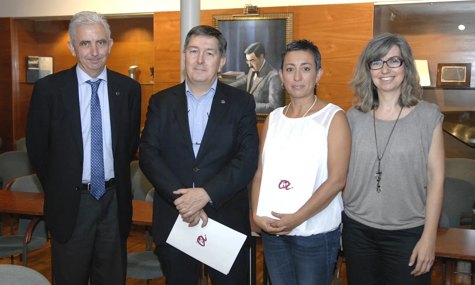 D’esquerra a dreta Jordi Tous, vicerector d’Universitat i Societat, Josep Anton Ferré, Montserrat Gatell i Inma Pastor, directora de l’Observatori de la Igualtat de la URV (Font: URV)