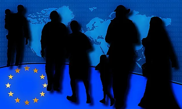 Il·lustració de l'arribada de refugiats a Europa. Font: Pixabay