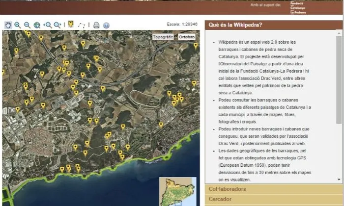 La wikipedra és el portal de les barraques de pedra seca a Catalunya (imatge:wikipedra/catpaisatge.net)