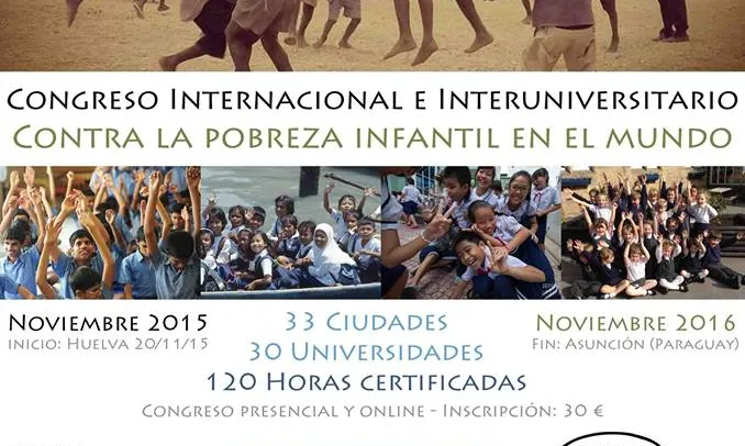 Cartell "Congrés Internacional i interuniversitari contra la pobresa infantil al món"