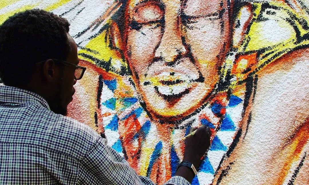 Pintura en honor a un heroi tradicional. Font: Kuremba Kurega Kwiga