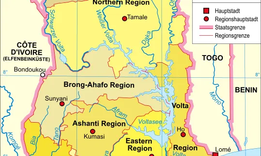 Mapa de Ghana. Font: Wikimedia