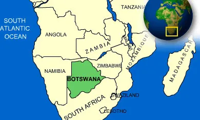 Situació de Botswana a Àfrica. Font: Wikimedia